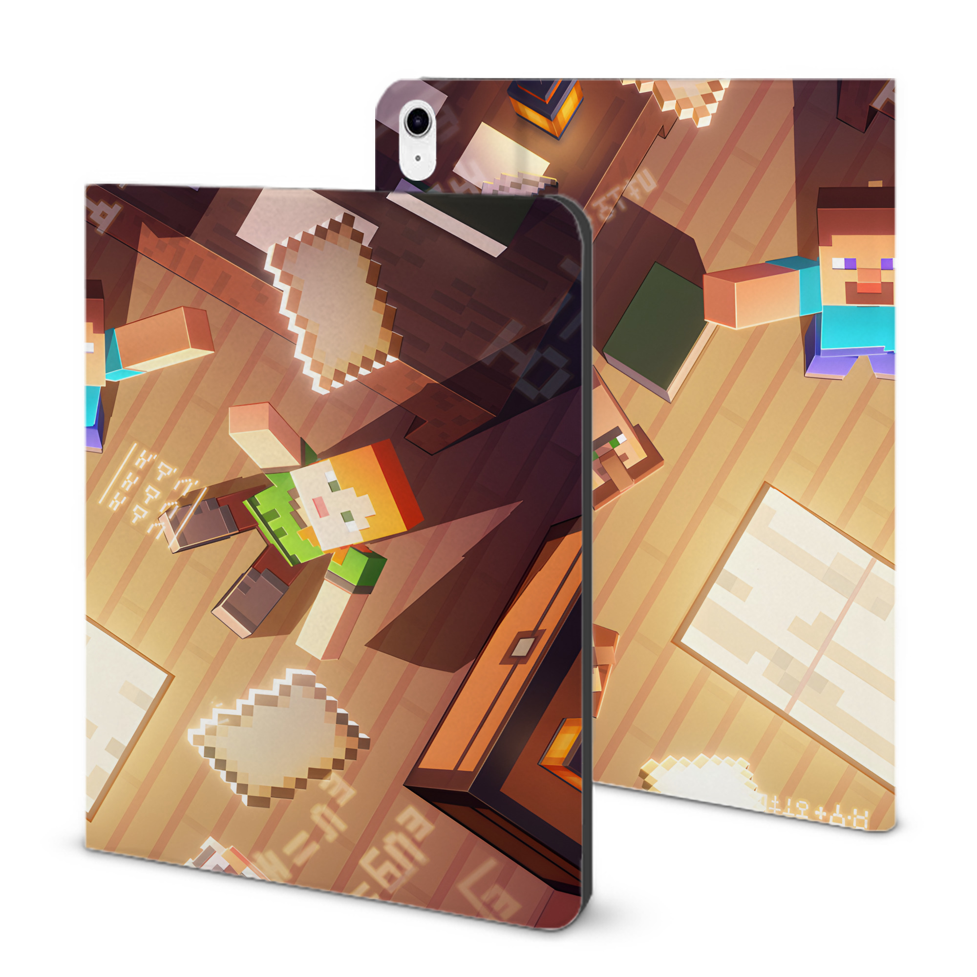（画像用） マインクラフト ブロックの世界 Minecraft MC Block world IPad ケース ブック型 PUレザー TPU 耐衝撃 軽量 薄型 ペン収納なし 全面保護 IPad 各モデル対応